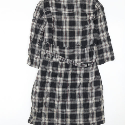 Firetrap Womens Black Check Shirt Dress Size S Belted Casual