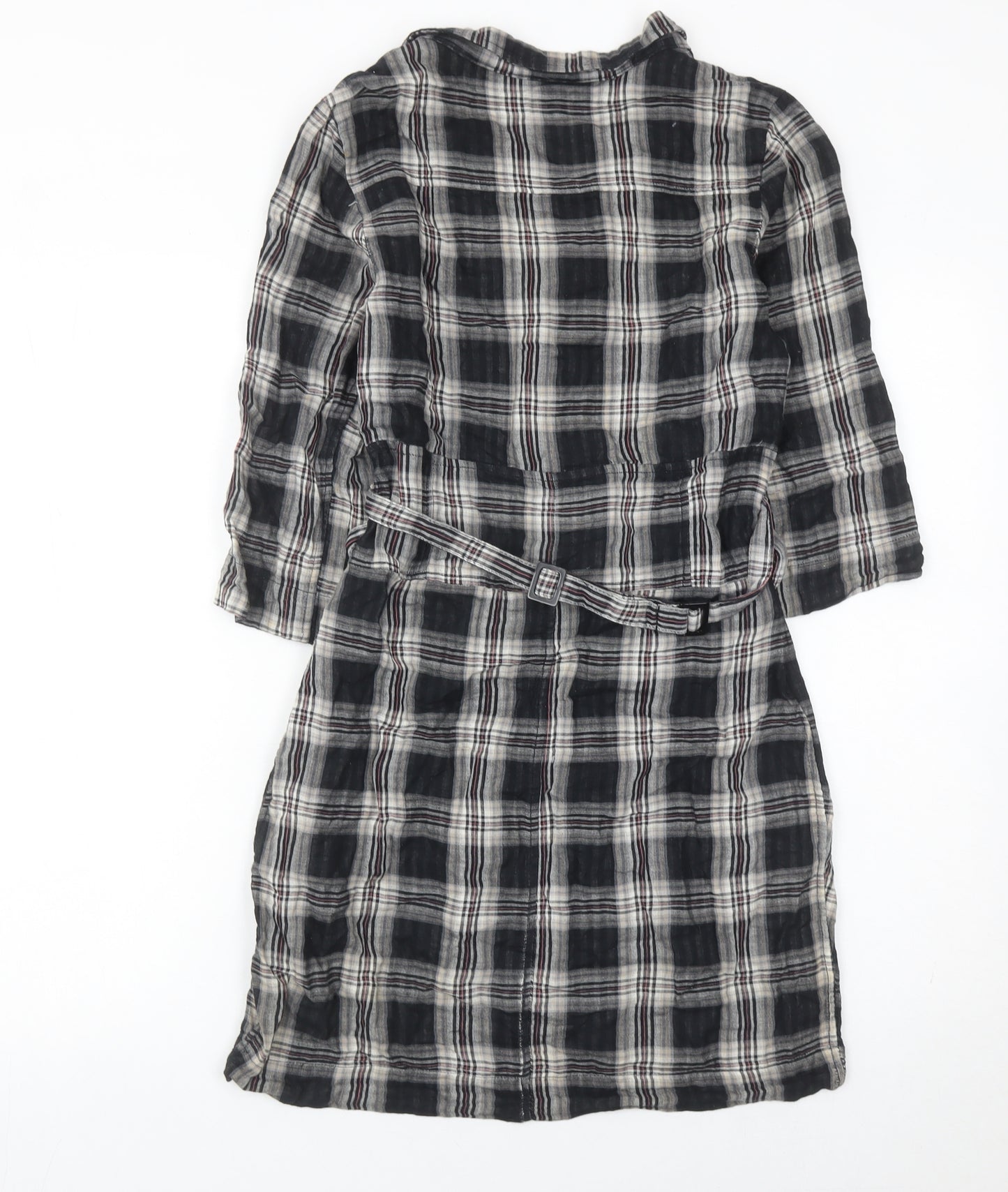 Firetrap Womens Black Check Shirt Dress Size S Belted Casual