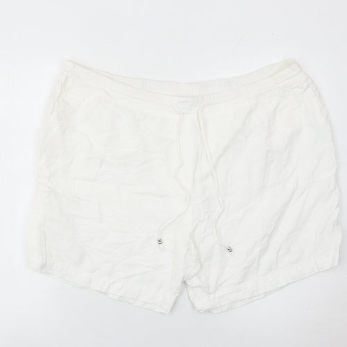 Julipa Womens White Plus Size 26 Regular Fit Drawstring Summer Shorts