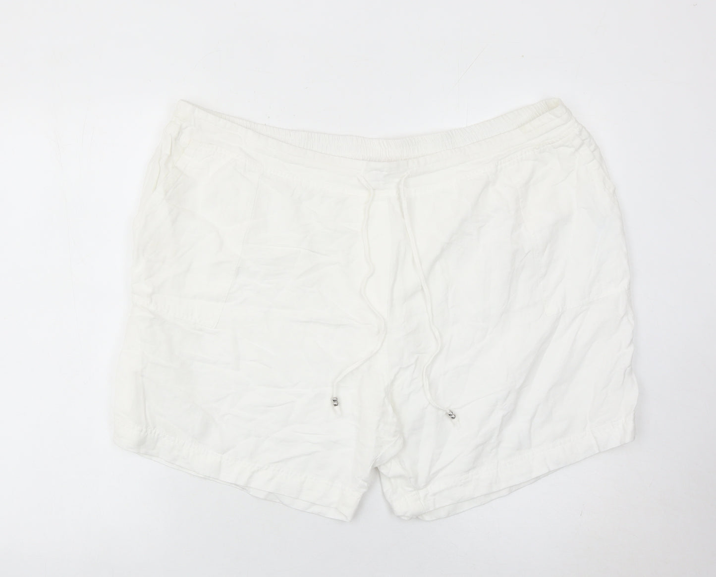 Julipa Womens White Plus Size 26 Regular Fit Drawstring Summer Shorts