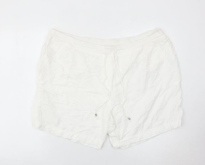 Julipa Womens White Plus Size 26 Regular Fit Drawstring Summer Shorts