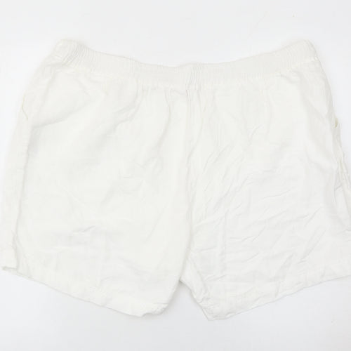 Julipa Womens White Plus Size 26 Regular Fit Drawstring Summer Shorts