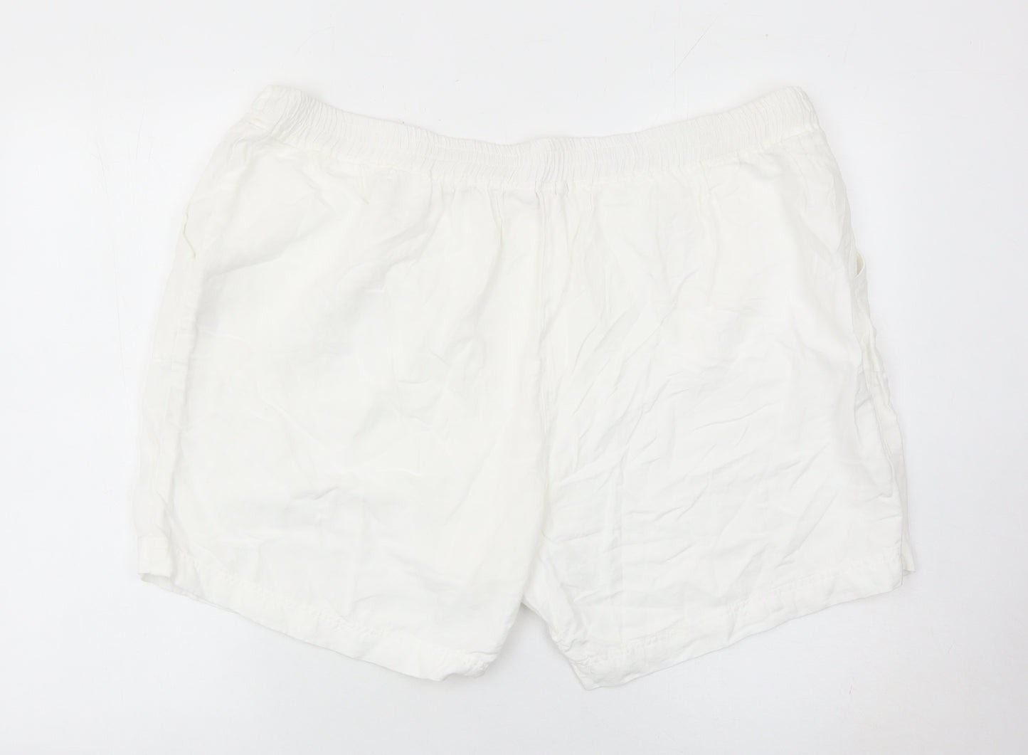 Julipa Womens White Plus Size 26 Regular Fit Drawstring Summer Shorts