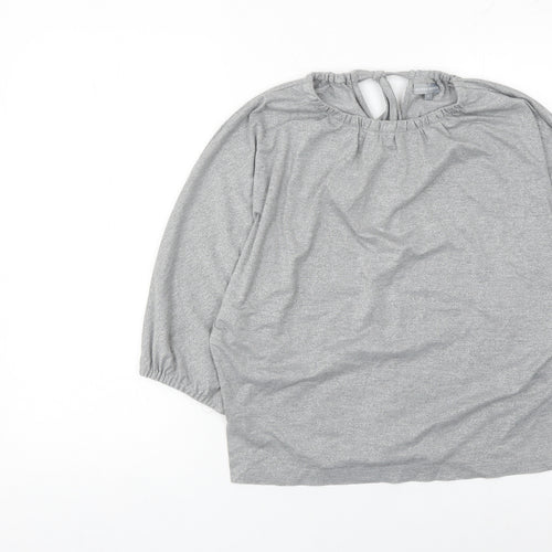 Oliver Bonas Womens Grey Glitter Tunic Blouse Size 6 Dolman Sleeve