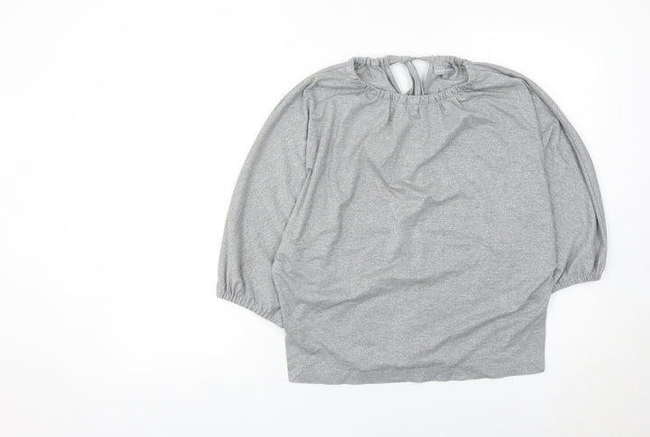 Oliver Bonas Womens Grey Glitter Tunic Blouse Size 6 Dolman Sleeve