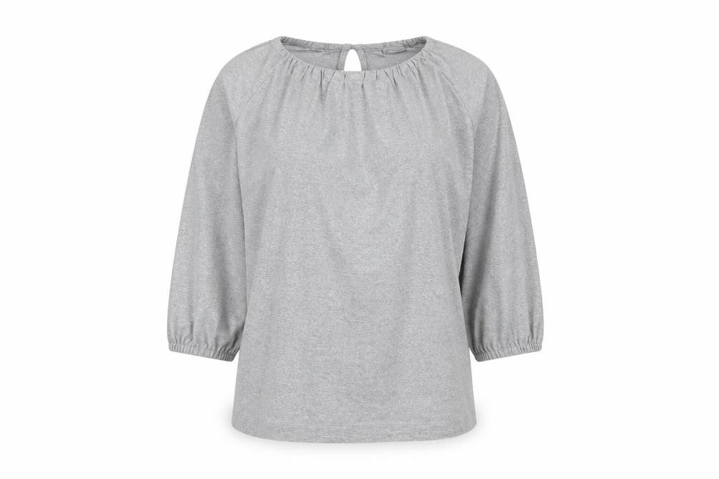 Oliver Bonas Womens Grey Glitter Tunic Blouse Size 6 Dolman Sleeve