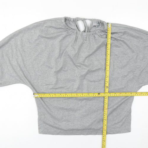 Oliver Bonas Womens Grey Glitter Tunic Blouse Size 6 Dolman Sleeve