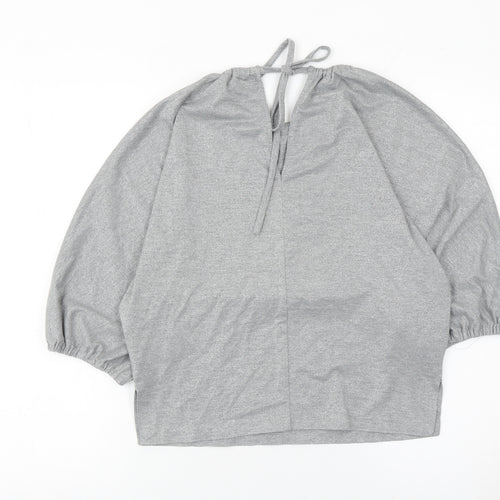 Oliver Bonas Womens Grey Glitter Tunic Blouse Size 6 Dolman Sleeve