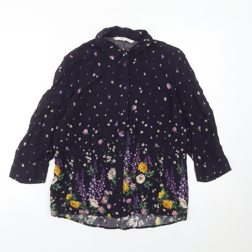 Tu Womens Multicoloured Floral Blouse Size 8 Viscose Tunic Top