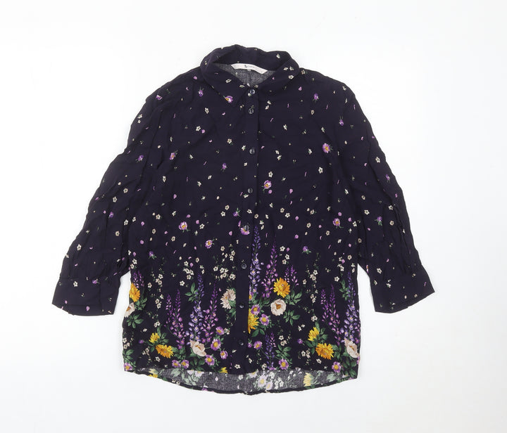 Tu Womens Multicoloured Floral Blouse Size 8 Viscose Tunic Top