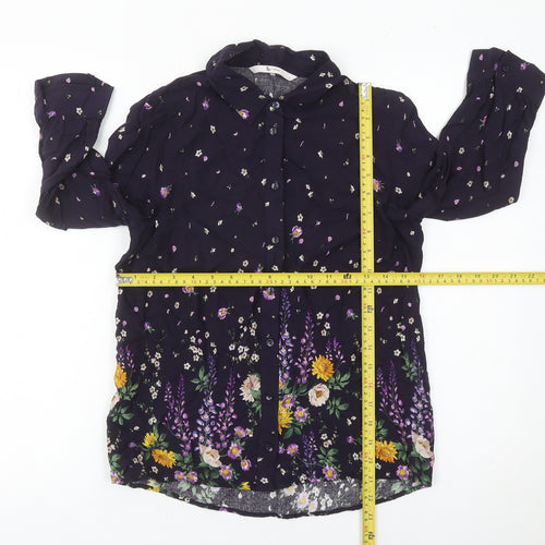 Tu Womens Multicoloured Floral Blouse Size 8 Viscose Tunic Top