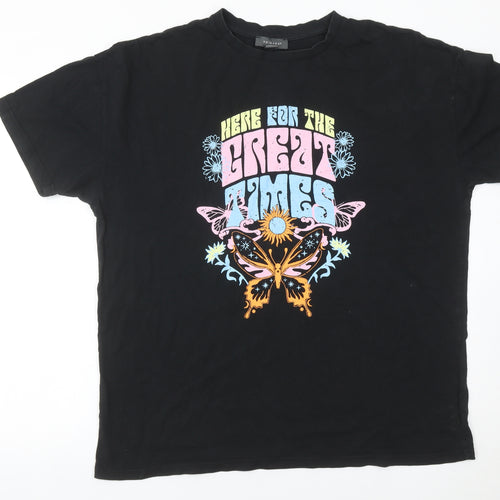Primark Womens Black Graphic Butterfly Retro T-Shirt Size S