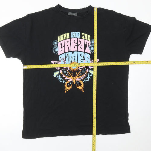 Primark Womens Black Graphic Butterfly Retro T-Shirt Size S