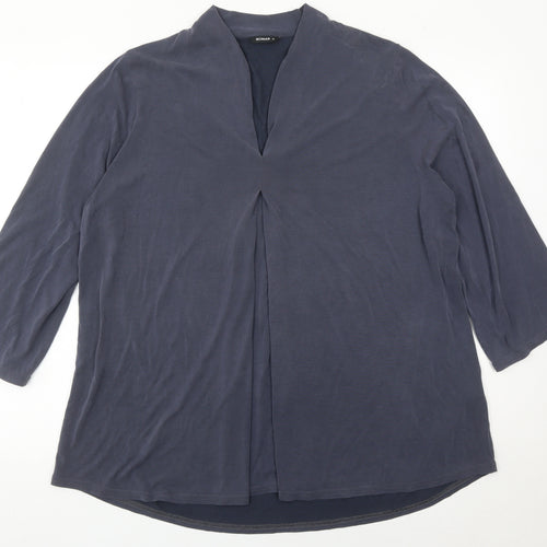 Roman Women’s Blue Size 18 Tunic Blouse 3/4 Sleeve V-Neck