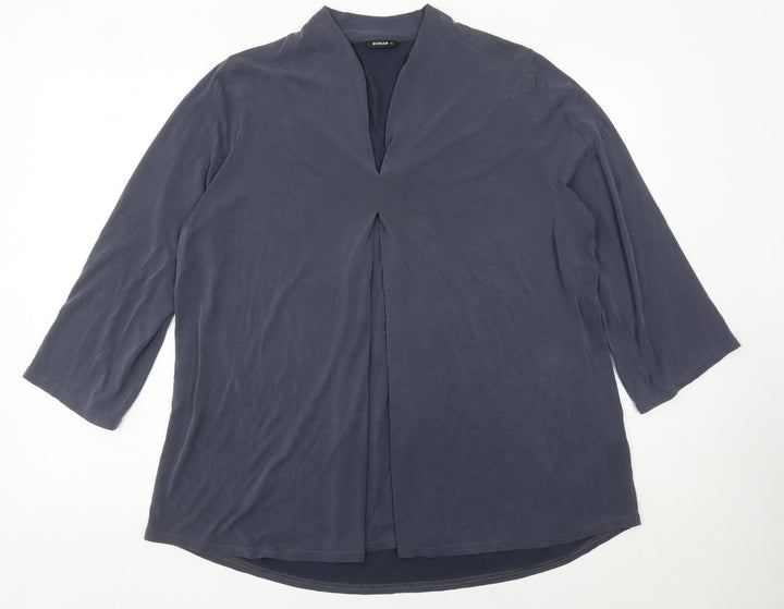 Roman Women’s Blue Size 18 Tunic Blouse 3/4 Sleeve V-Neck