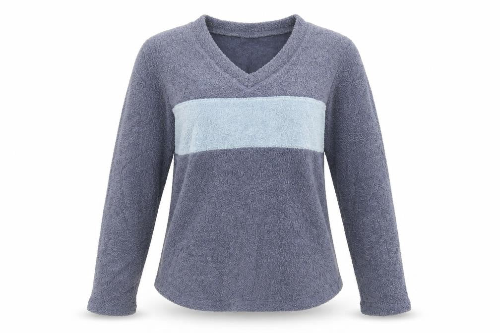 Front view of Active Women’s Blue V-Neck Pullover Sweatshirt UK 8 Polyester Viscose