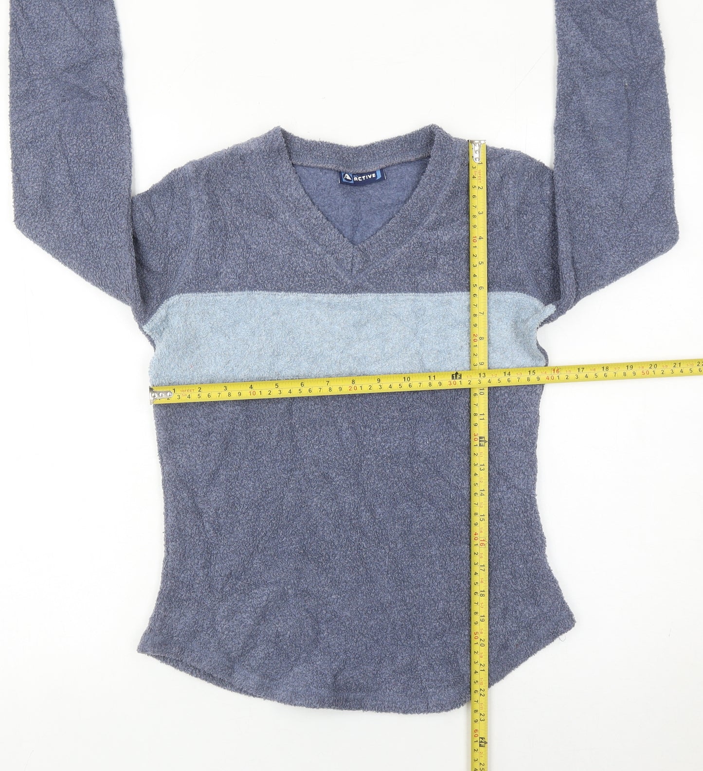 Active Women’s Blue V-Neck Pullover Sweatshirt UK 8 Polyester Viscose