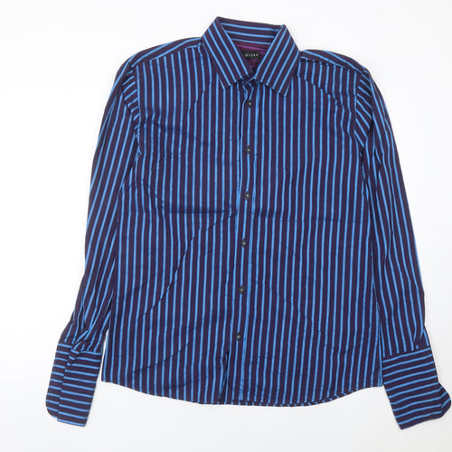 Dunnes Stores Men’s Blue Striped Cotton Long Sleeve Button-Up Shirt Medium 38-40"