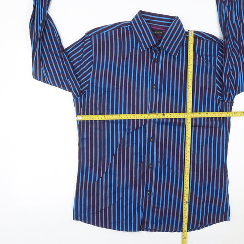 Dunnes Stores Men’s Blue Striped Cotton Long Sleeve Button-Up Shirt Medium 38-40"