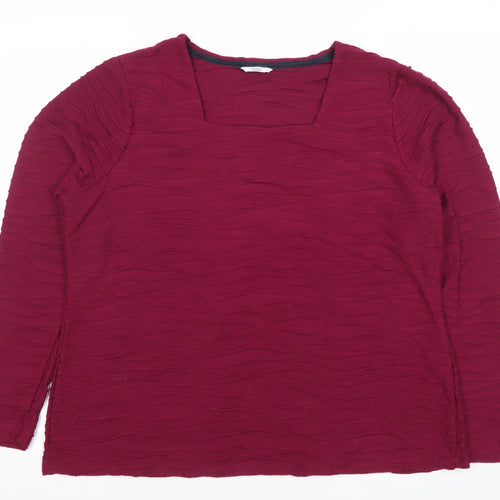 DASH Womens Red Size 20 Long Sleeve Square Neck Blouse