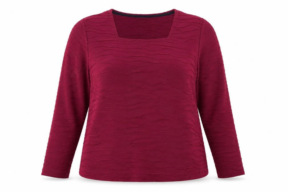 Front view of Dash women’s red, size UK 20, long sleeve square neck blouse