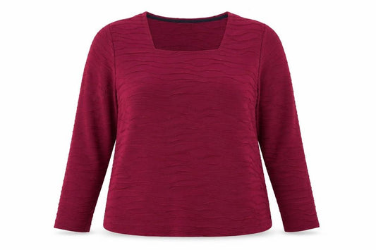 Front view of Dash women’s red, size UK 20, long sleeve square neck blouse