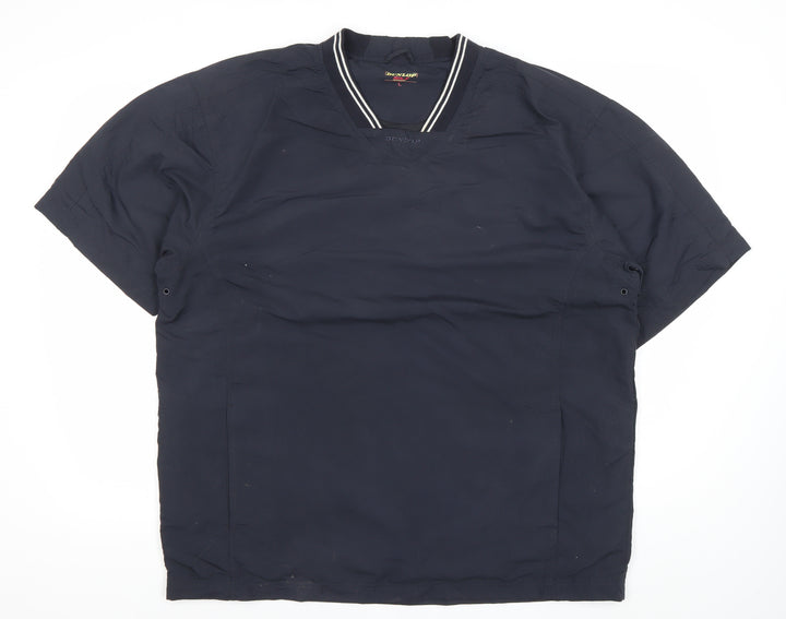 Dunlop Men’s Blue Polyester Golf T-Shirt L V-Neck Sportswear