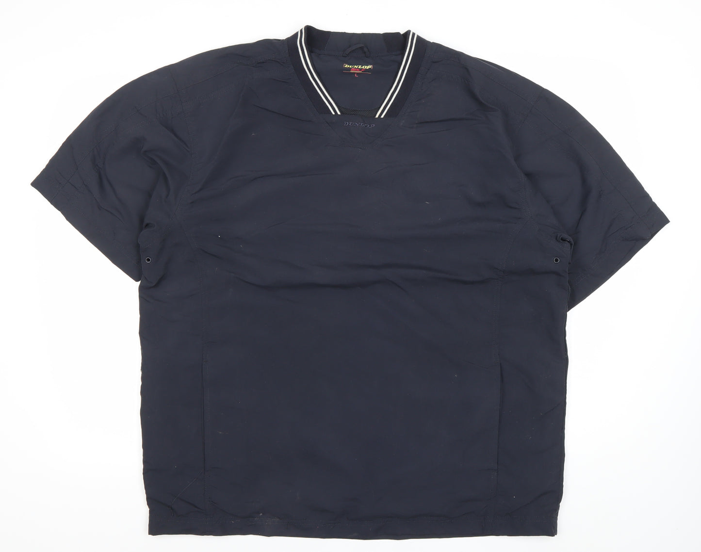 Dunlop Men’s Blue Polyester Golf T-Shirt L V-Neck Sportswear