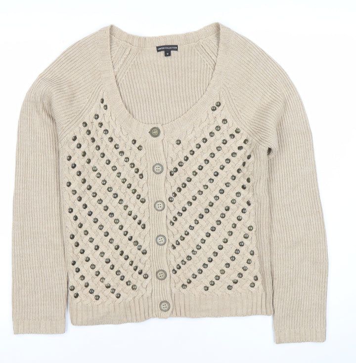 Marks and Spencer Women’s Beige Cardigan Size 12 Scoop Neck Knit