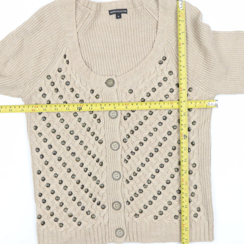 Marks and Spencer Women’s Beige Cardigan Size 12 Scoop Neck Knit