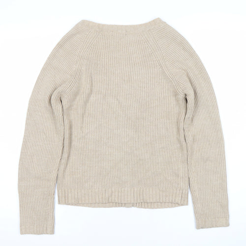 Marks and Spencer Women’s Beige Cardigan Size 12 Scoop Neck Knit
