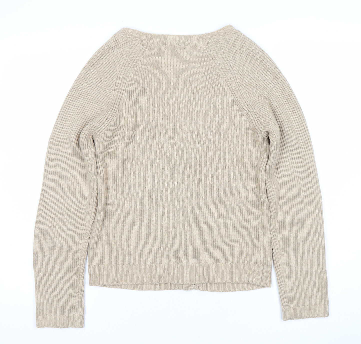 Marks and Spencer Women’s Beige Cardigan Size 12 Scoop Neck Knit