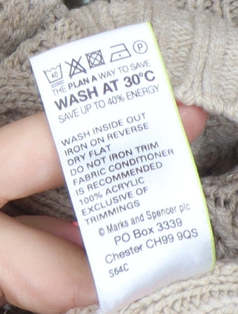 Marks and Spencer Women’s Beige Cardigan Size 12 Scoop Neck Knit