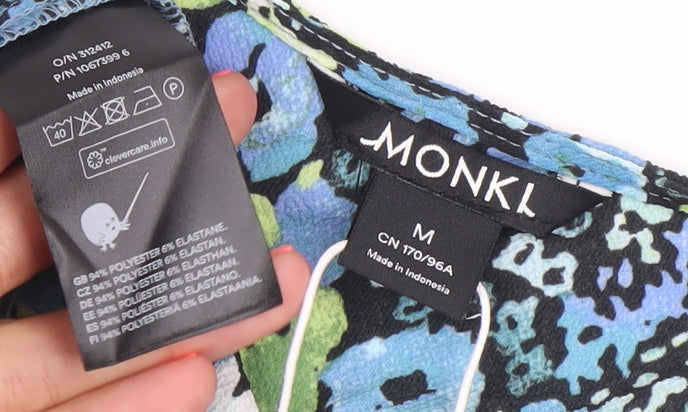 Monki Womens Multicoloured Floral Playsuit Size 12 V-Neck Short Sleeve