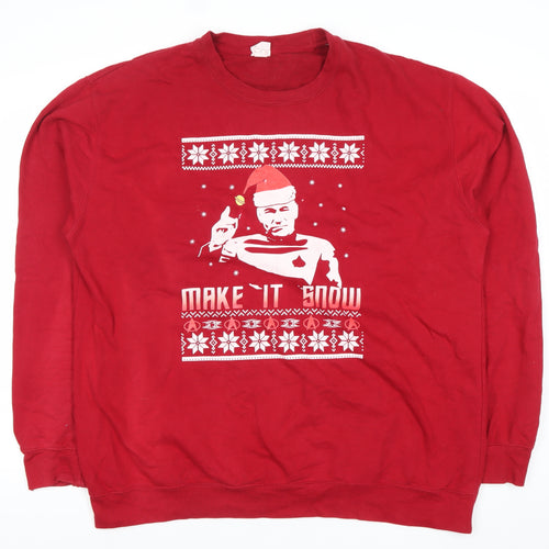 AWDis Men’s Red 2XL Christmas Pullover Sweatshirt Funny Graphic