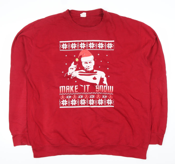 AWDis Men’s Red 2XL Christmas Pullover Sweatshirt Funny Graphic