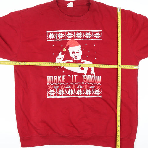 AWDis Men’s Red 2XL Christmas Pullover Sweatshirt Funny Graphic