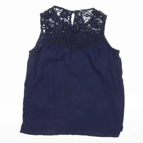 Gap Womens Blue Sleeveless Lace Blouse Top Size S