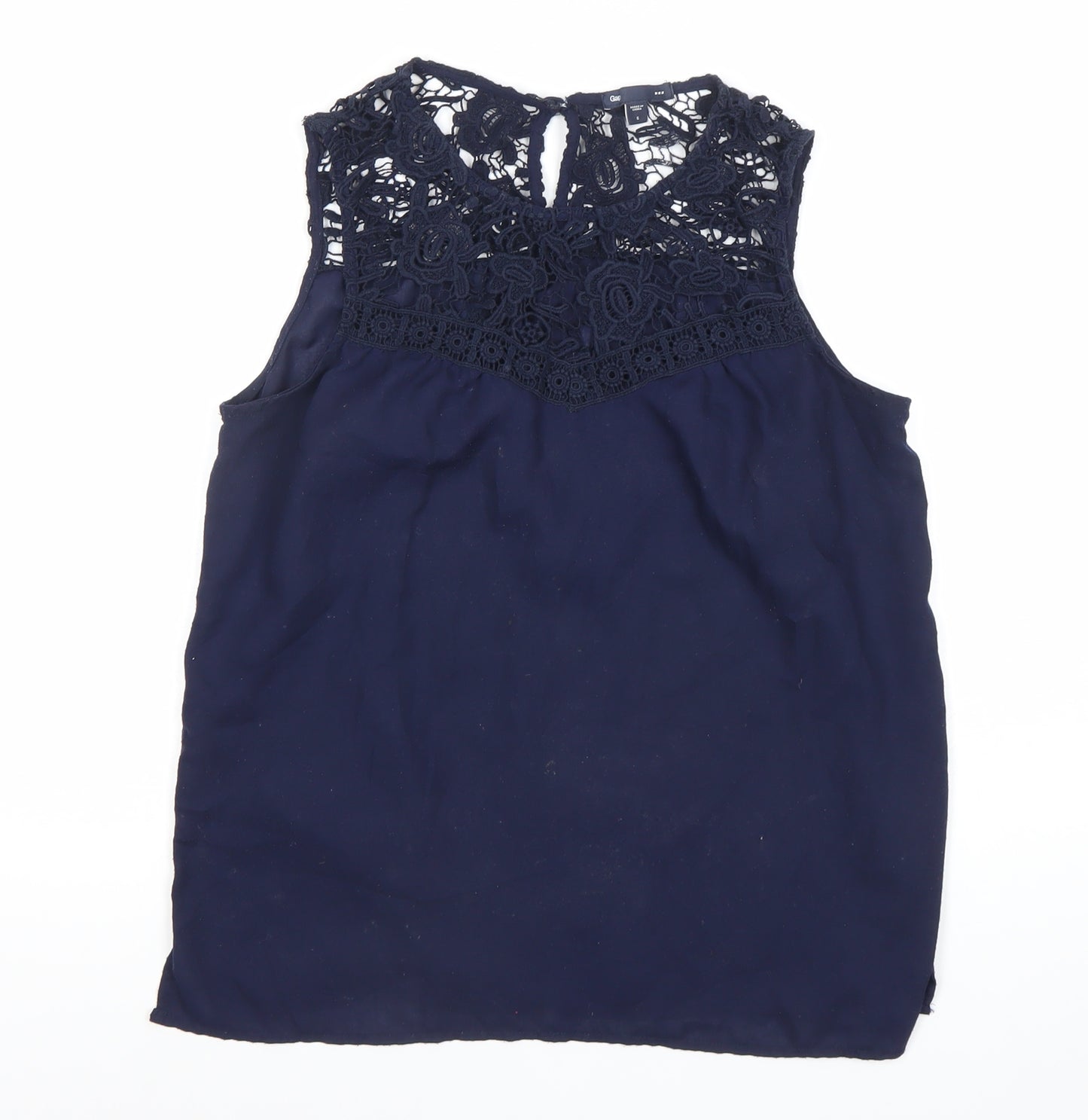 Gap Womens Blue Sleeveless Lace Blouse Top Size S
