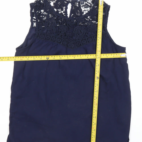 Gap Womens Blue Sleeveless Lace Blouse Top Size S