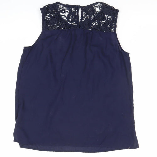 Gap Womens Blue Sleeveless Lace Blouse Top Size S
