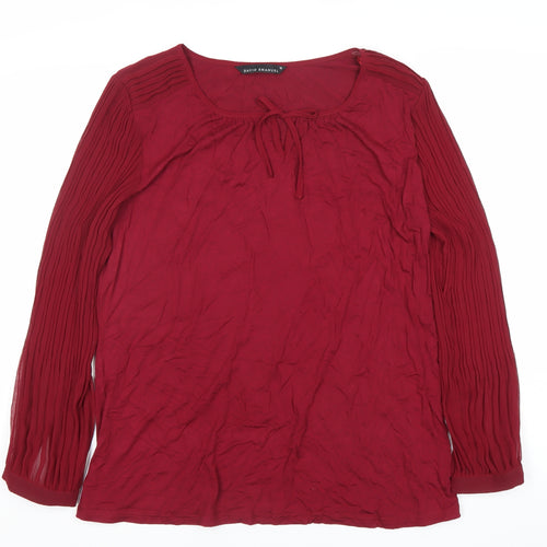 David Emanuel Women’s Red Size 16 Pleated Sleeve Tunic Blouse