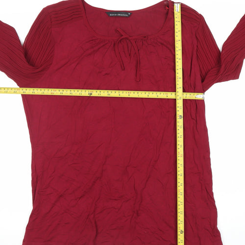 David Emanuel Women’s Red Size 16 Pleated Sleeve Tunic Blouse