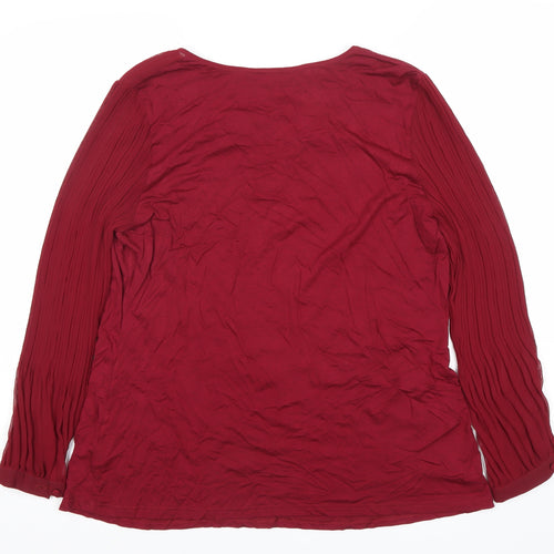 David Emanuel Women’s Red Size 16 Pleated Sleeve Tunic Blouse