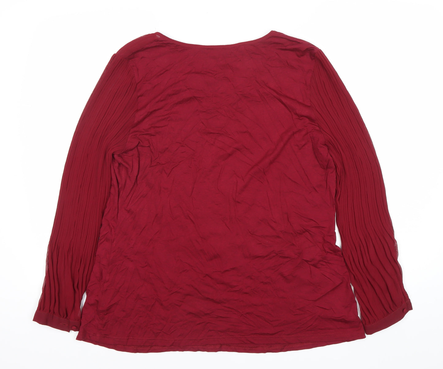 David Emanuel Women’s Red Size 16 Pleated Sleeve Tunic Blouse
