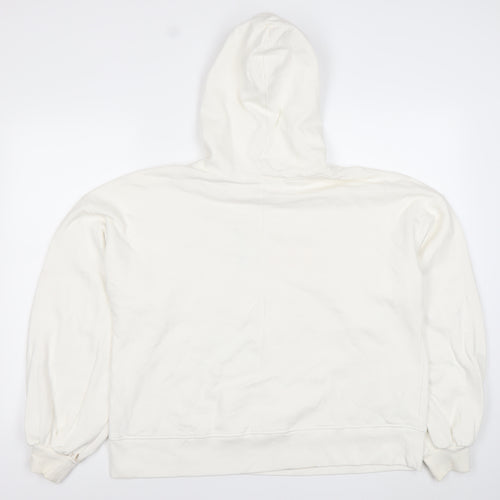 George Women’s White Pullover Hoodie L 'Smile' Graphic Cotton