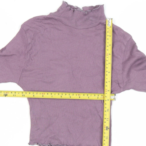 PrettyLittleThing Women Purple Mock Neck Cropped Long Sleeve Top Size 10