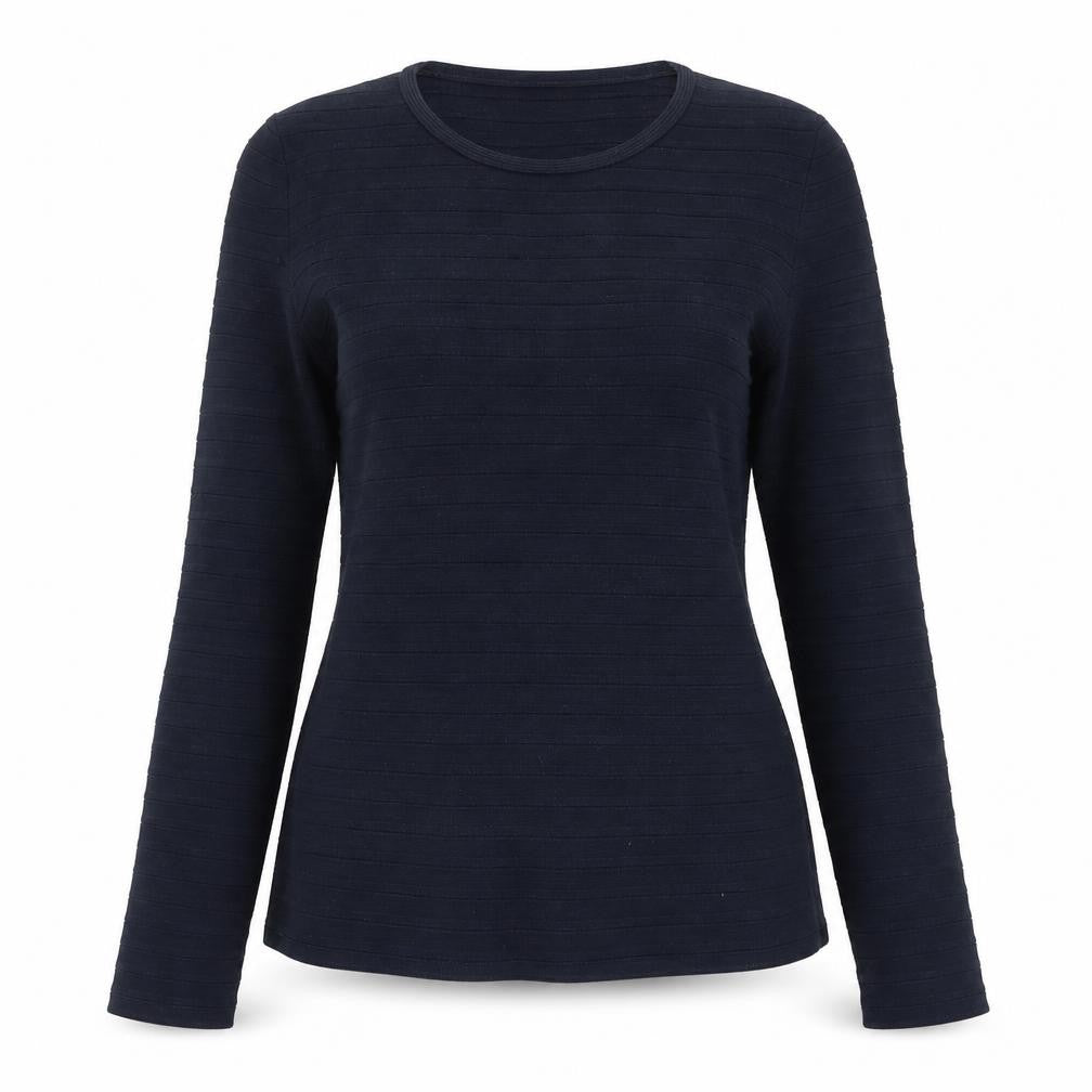 Front view of BOSS women’s black jumper m slim fit round neck knit top