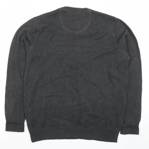 Maine New England Mens Grey Cotton V-Neck Jumper Size M