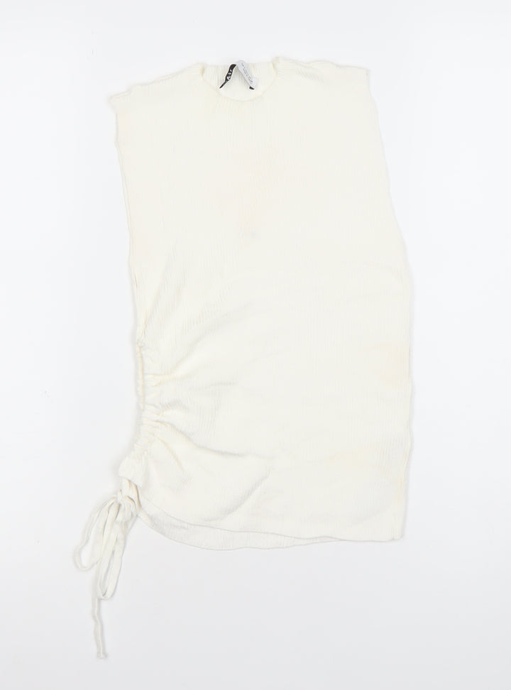 Zara Women’s Ivory Sleeveless Tank Top Size S Knit Slim Fit